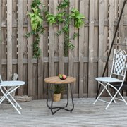 Outsunny Stół Ogrodowy - Elegancki Design, Stabilność i Regulowane Nóżki, Brązowy Ø49 x 48H cm