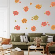Naklejki na ścianę - Czerwono - pomarańczowe kwiaty