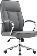 Fotel biurowy - obrotowy i regulowany na wysokość - skóra syntetyczna - szary - NAHUM