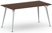 Stół konferencyjny do biura PRIMO ALFA, 160x80 cm, szaro-srebrna podstawa, orzech