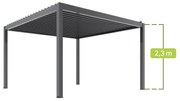 PERGOLA OGRODOWA ELEKTRYCZNA LUXE 4X4M ALUMINIOWA Z OŚWIETLENIEM LED ANTRACYT