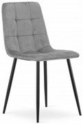 Krzesło aksamitne KARA jasnoszare na czarnych nogach