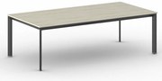 Stół konferencyjny do biura PRIMO INVITATION, 240x120 cm, czarna podstawa, dąb naturalny