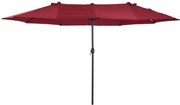 Outsunny Duży Parasol Podwójny Owalny na Taras z Korbką Czerwone Wino 460x270cm | Aosom PL