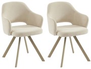 Zestaw 2 obrotowych krzeseł z tkaniny tweedowej i beżowego metalu - Kremowy - RASEMA