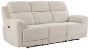 Kanapa 3-osobowa z elektryczną funkcją relax, stoliczkiem i beżową melanżową tapicerką - KELUNO
