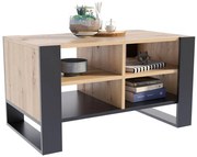 Prostokątna ława kawowa do salonu czarny + dąb artisan H6-Z87