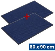Trwała mata wejściowa z PVC 1+1 GRATIS, dywanowa, 60 x 90 cm, niebieska