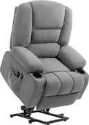 HOMCOM Elektryczny Fotel Relaksacyjny z Pomocą przy Wstawaniu, Masażem i Ogrzewaniem, 2 Piloty, Miękka Pianka