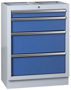 Szafka warsztatowa do blatu EXPERT, 4 szuflady, 680 x 455 x 910 mm, niebieski