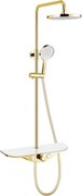 Mexen Exxo zestaw prysznicowy natynkowy z deszczownicą i baterią, złoty/biały - 78113-25