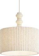 Lampa wisząca Japandi beżowa z lnianym abażurem 50 cm - Fedde