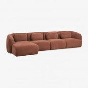 Sofa Modułowy Z Lewym Szezlongiem, 4-częściowy, Z Tkaniny Chenilla Coquette Rdzawobrązowy Chenille - Sklum