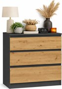 Niska Komoda Loft Z Szufladami Antracyt + Dąb Artisan G1-G65