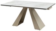 Rozkładany stół jadalniany 6-10-osobowy z ceramiki i metalu – imitacja marmuru biały i beżowy – LOZIPA marki Pascal Morabito