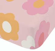Różowe prześcieradło dziecięce dwuosobowe z gumką 135x190 cm Retro Daisy – Catherine Lansfield
