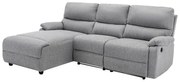 Kanapa narożna z elektryczną funkcją relax z tkaniny – kolor jasny szary –  LUNANO