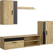Nowoczesny zestaw mebli dąb artisan+czarny N6-E05