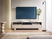 Szafka RTV w kolorze kaszmirowym, trzy szuflady– Nowoczesny design, nogi w kształcie kuli, 160 x 44 x 39 cm