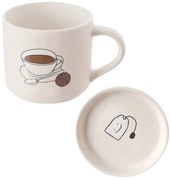 Biały porcelanowy kubek z pokrywką 450 ml – Orion