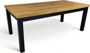 Solidny stół rozkładany R-7 100x200/300 czarny/blat dąb craft + nogi drewniane