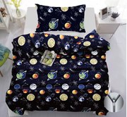 PrzytulneMieszkanie.pl PrzytulneMieszkanie.pl Bawełniana pościel PLANETS ciemnoniebieska Rozmiar pościeli: 70 x 90 cm | 140 x 200 cm