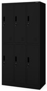 Szafka socjalna ubraniowa BHP czarna: 6-drzwiowa IGOR, 900 x 1850 x 450 mm