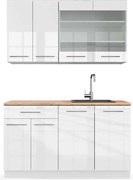 Pojedyncza kuchnia biały wysoki połysk/biały 140x60x81.6 fame-line