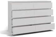 Komoda 8 szuflad, duża, bez uchwytów Malwa M8/140 BIAŁY