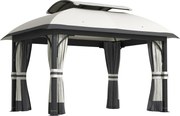 Outsunny pawilon ogrodowy 3x4 metalowy namiot ogrodowy z moskitierą dwupoziomowy dach jasnoszary do ogrodu altana | Aosom PL