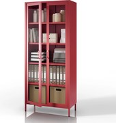 Witryna szklana do salonu czerwona Modern ANGELO 800 x 1850 x 450 mm