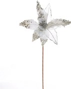 Świąteczny kwiat błyszczący srebrny, 50 x 32 cm