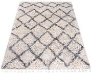 Kremowy dywan shaggy z frędzlami F9-N99