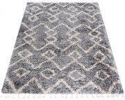 Szary dywan shaggy z frędzlami C5-G75