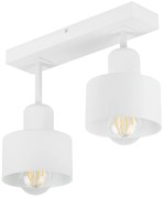 Biała lampa sufitowa, dwupunktowy spot DWE30x7WE z drewna i metalu E27