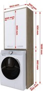 Szafka pod pralkę, biały mat, dąb sonoma, 31 x 64 x 180 cm