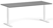 Biurko z regulacją wysokości, 180x80 cm, 2 silniki, biała podstawa, grafit