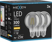 Mexen Vintis 3x żarówka filament LED E27, G80, 4W, Ciepła - 2700K, 300 lm, smoke - L155-E27-0427-70x03