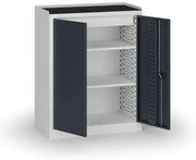 Szafa warsztatowa, 2 półki + 1 szuflada, 1180 × 950 × 500 mm, grafitowe drzwi