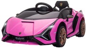 HOMCOM Elektryczny samochód dla dzieci, Lamborghini, 3-5 km/h, Pilot, dla dzieci 3-5 lat, Różowy