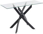 Stolik konsola ze szkła hartowanego i czarnego metalu – Transparentny – COSIMA