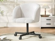 1 Krzesło z tkaniny teddy - nogi metalowe - obrót 360° - wysokość regulowana na 10 cm - Beżowy