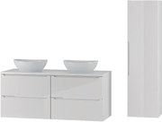 Biały Zestaw do Łazienki 120cm Szafka Blat Umywalka Słupek Etna