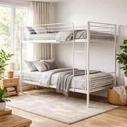 Łóżko Piętrowe Dla Dzieci 90x200 cm RODEZ Metalowe Białe Loft