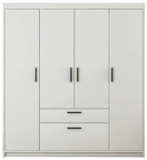 Szafa uchylna - czterodrzwiowa z szufladami - Essa 4D2S | biały mat