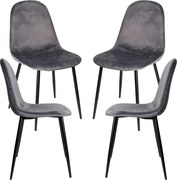 Zestaw 4 Krzese Teok Black Aksamitne