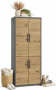 Duży regał zamykany dąb artisan + antracyt H3-N88
