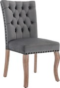 Zestaw 6 krzeseł do jadalni - krzesło do jadalni z szarego aksamitu - z wyściełanym oparciem i drewnianymi nogami