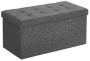 Pufa ciemny szary, składana, schowek, podwójna
