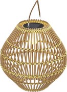 Outsunny Lampa solarna z rattanu do ogrodu Wodoodporna z czujnikiem światła Design bębna Stal żółta | Aosom PL